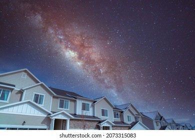 Complex houses against the composite milky way sky - Powered by Shutterstock