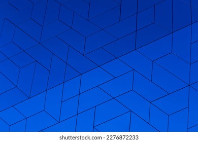 Complex interplay thin lines shapes. Metalic blue abstract background texture. seamless geometric ceramic tiles patterns. detail of the external layer of a wall. intense, bold and vibrant blue color. - Powered by Shutterstock