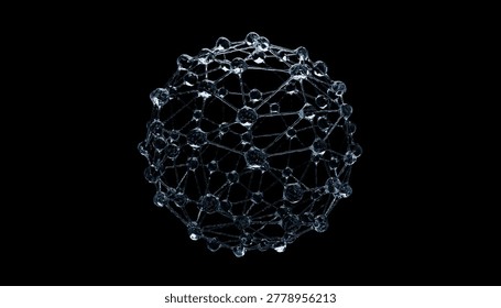 A complex molecular structure resembling spherical network on black background - Powered by Shutterstock - Get 15% off with code: PIKWIZARD15