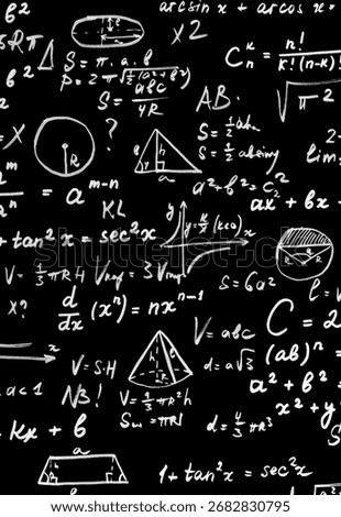 Complex Physics and Math Formulas on Black Blackboard