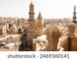The complex of Qalawun seen from the minaret of Barquq, Panorama of Bayn al-Qasrayn, Cairo, Egypt