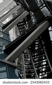 A complex structure assembled from steel frames