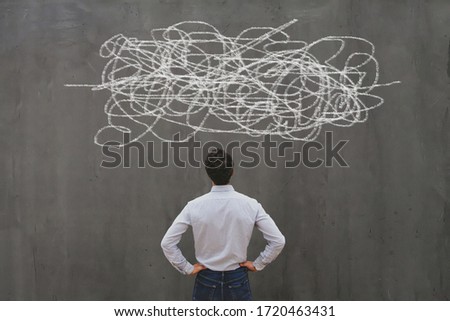 complexity concept, complex problem solution, business man thinking