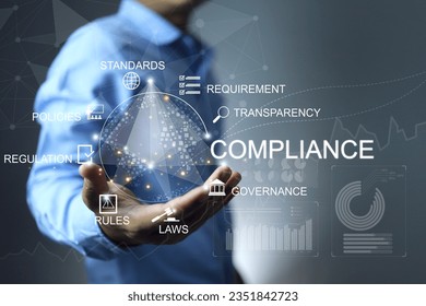 compliance concept businessman holding a key of process to products export and import goods foreign countries meet governance requirement before trade or do business. Regulation and standardization - Powered by Shutterstock