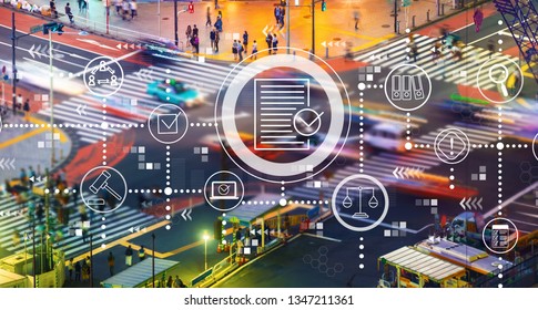 Compliance Theme With Busy City Traffic Intersection