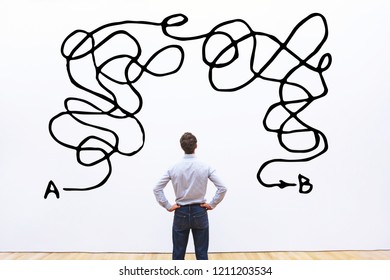 Complicated solution of problem, complex business idea or creativity concept, complexity.