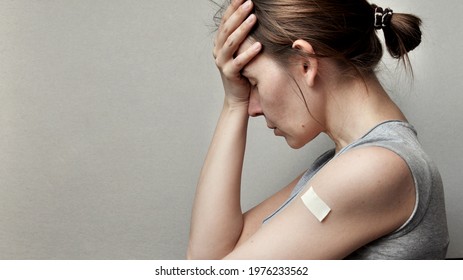 Complication after vaccination against the virus. Pain in a person after vaccination - Shutterstock ID 1976233562