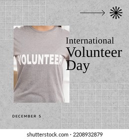 Composite of caucasian woman in volunteer t-shirt and international volunteer day, december 5 text. Copy space, recognize, promote, support, sustainable development and celebration concept. - Powered by Shutterstock