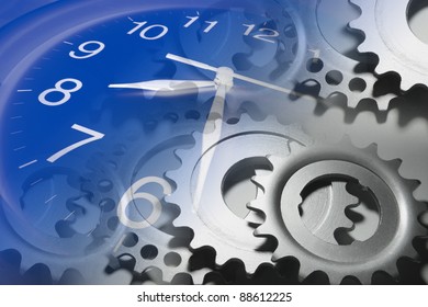 Composite of Clock and Cog Wheels - Shutterstock ID 88612225