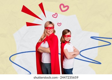 Composite collage image of cute mom daughter superhero game play together mother day celebration concept weird freak bizarre unusual - Powered by Shutterstock