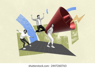 Composite collage picture image of working process startup people toa announce achieve aim startup fantasy billboard comics zine minimal - Powered by Shutterstock