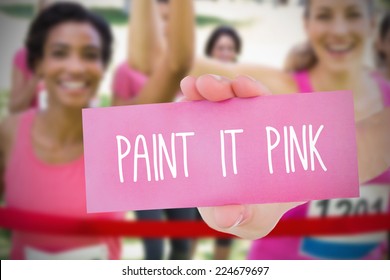 Composite image for breast cancer awareness with text on card - Powered by Shutterstock