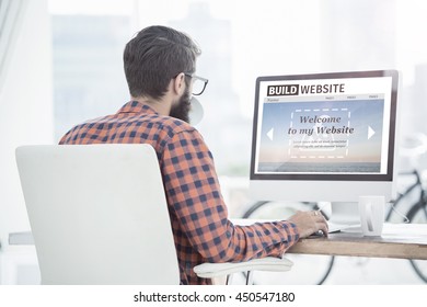 Composite Image Of Build Website Interface Against Hipster Using A Computer