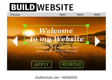 Composite image of build website interface