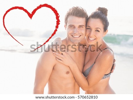 Composite image of couple embracing each other