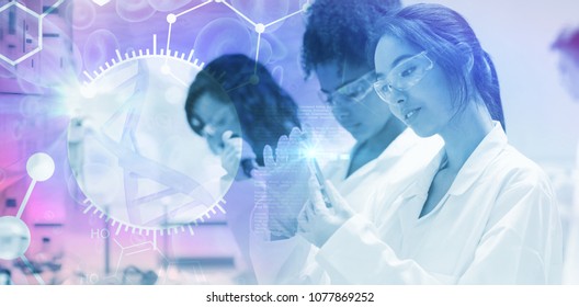 Composite image of dna helix interface