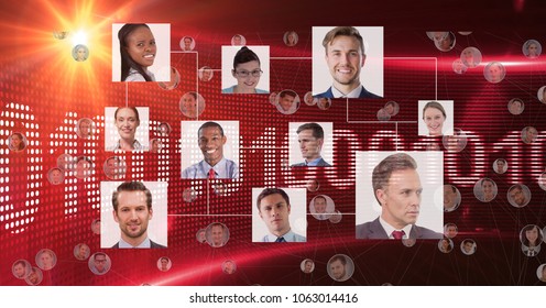 Composite image of organization chart with red background - Powered by Shutterstock - Get 15% off with code: PIKWIZARD15