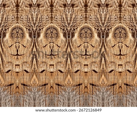 Composite image of repetitive elements derived from a symmetry image of wood grain on an old yard fence in Berkeley California 