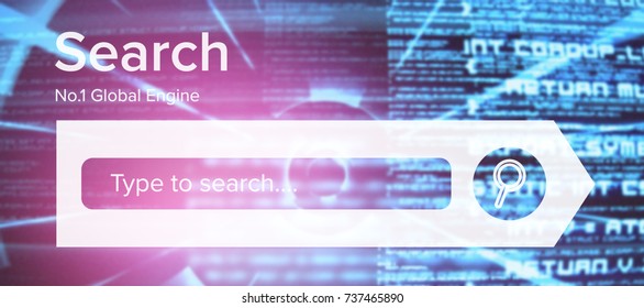 Composite image of search engine logo against abstract blue text