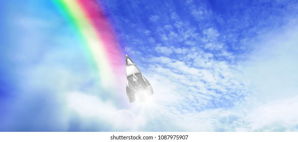 Composite image of silver colored rocket toy against white screen - Powered by Shutterstock - Get 15% off with code: PIKWIZARD15