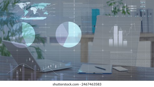 A composite image of various financial charts. Sport connections and digital interface concept digitally generated image.