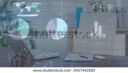 A composite image of various financial charts. Sport connections and digital interface concept digitally generated image.