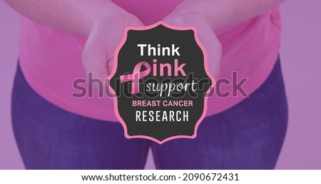Composite image of woman with breast cancer awareness slogan. breast cancer awareness campaign and vector concept.