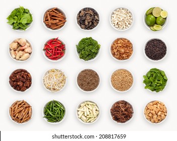 composite with many different varieties of ingredients and spices, Asian and Thai Kitchen  - Powered by Shutterstock