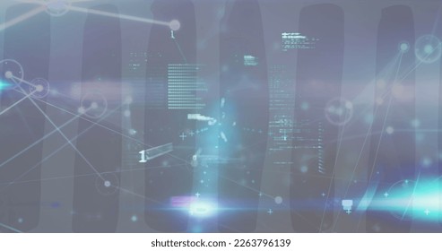 Composite of networks of connections and data processing. Global networks, connections and data processing concept digitally generated image.