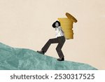 Composite photo collage of dissatisfied american carry coin stack poor bankrupt crisis economy failure usd isolated on painted background