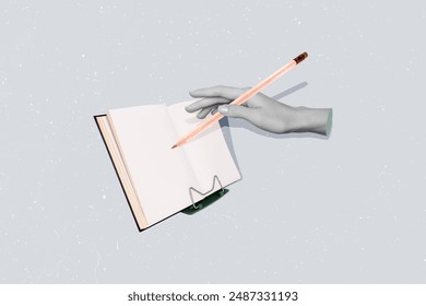 Composite photo collage of hand hold pencil write school schedule to do tasks business plan project author isolated on painted background - Powered by Shutterstock