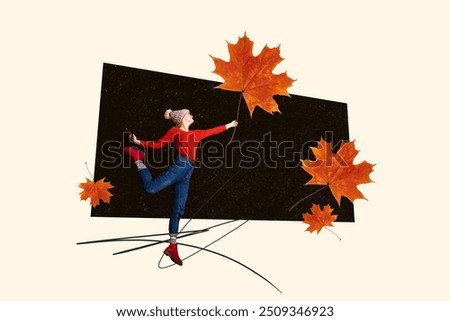 Similar – Image, Stock Photo Woman holding autumn leaves in her hands