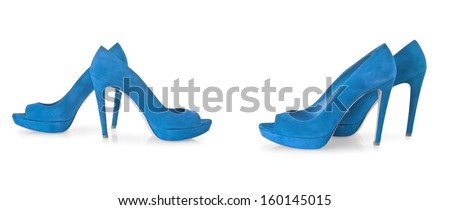 Composite photo of woman shoes isolated on white