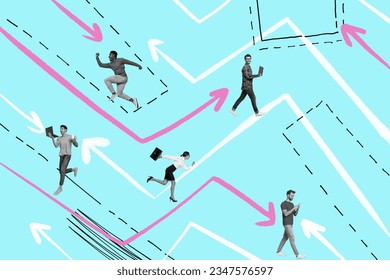 Composite picture abstract illustration photo collage of cool busy people working at office isolated on creative painted background - Powered by Shutterstock