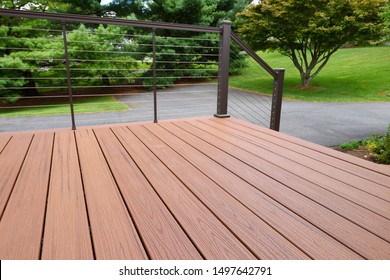 Composite Wood Deck with Metal Railing - Shutterstock ID 1497642791