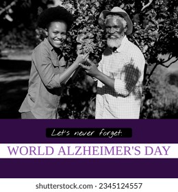 Composite of world alzheimer's day text over happy senior african american couple. World alzheimer's day and health concept digitally generated image. - Powered by Shutterstock