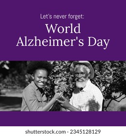 Composite of world alzheimer's day text over happy senior african american couple. World alzheimer's day and health concept digitally generated image. - Powered by Shutterstock