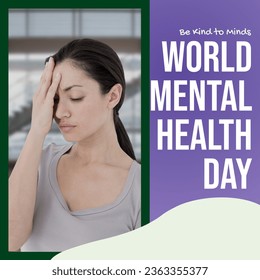 Composite of world mental health day text over sad biracial woman. Mental health, support and mental health awareness concept digitally generated image. - Powered by Shutterstock