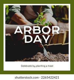 Composition of arbor day celebrate by planting a tree text over diverse people gardening. Arbor day and nature concept digitally generated image. - Shutterstock ID 2265422421