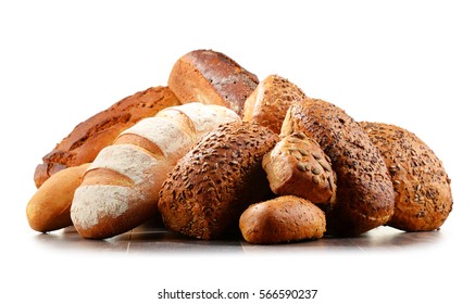 Composition with assorted baking products isolated on white