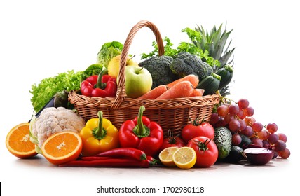 Composition with assorted organic vegetables and fruits. - Shutterstock ID 1702980118