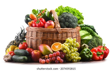 Composition with assorted organic vegetables and fruits. - Shutterstock ID 2074592815