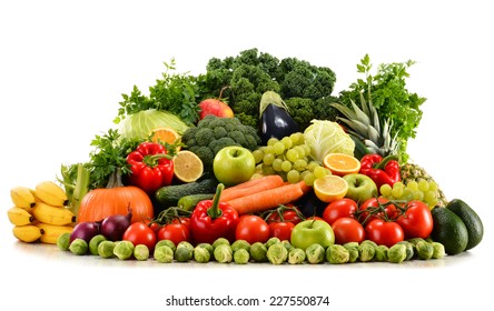 Composition with assorted raw organic vegetables isolated on white - Shutterstock ID 227550874