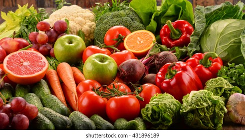 Composition with assorted raw organic vegetables. Detox diet - Shutterstock ID 431896189