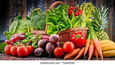Composition with assorted raw organic vegetables. Detox diet - Shutterstock ID 716642569