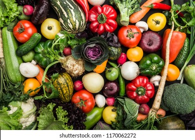 Composition with assorted raw vegetables, healthy food background. Concept of healthy food, fresh vegetables.Top view, copy space - Powered by Shutterstock