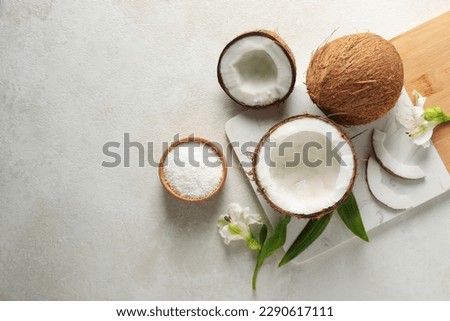Composition with coconut and coconut powder, space for text