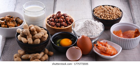 Zusammensetzung mit gewöhnlichen Lebensmittelallergenen, einschließlich Ei, Milch, Soja, Erdnüsse, Haselnüsse, Fisch, Meeresfrüchte und Weizenmehl