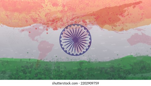 Composition of covid 19 cells and statistics over indian flag. global coronavirus pandemic and indian healthcare crisis concept digitally generated image. - Powered by Shutterstock