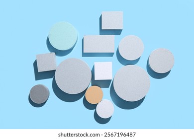 Composition with different building blocks on color background
